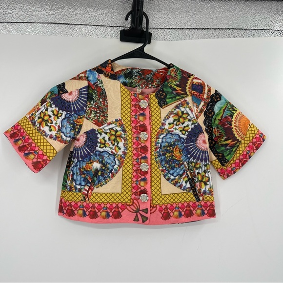 Asian Inspired Print Girls Quilted Jacket Coat - Picture 12 of 12